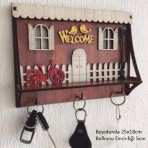 Welcome Yazılı Ahşap Anahtarlık