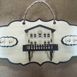 Dekoratif Ahşap Ev Temalı Duvar Askılı Anahtarlık