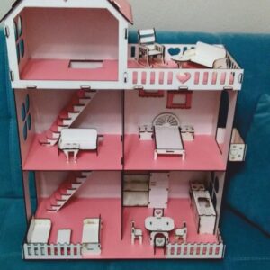 3 Katlı Ahşap Barbie Oyun Evi