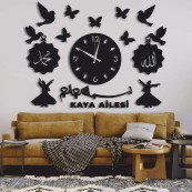 Duvar Saati Mevlana Allah (cc) Hz Muhammed (sav)