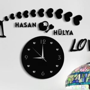 Duvar Saati Love Dekorlu