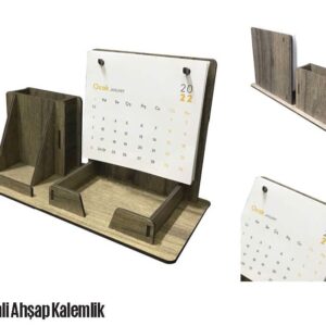 Ahşap Kalemlik Telefon Tutucu Notluk