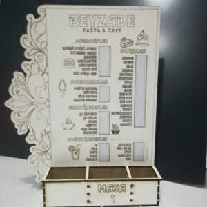 Cafe Menü Masa Numaralı 3 Gözlü